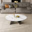 Table basse ovale moderne de 125 cm (49,2 po), plateau en pierre frittée imitation marbre, piètement minimaliste en métal sculptural, montage facile-1524501427