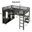 Structure de lit mezzanine en métal avec garde-robe intégrée, bureau et tablettes de rangement-586151647