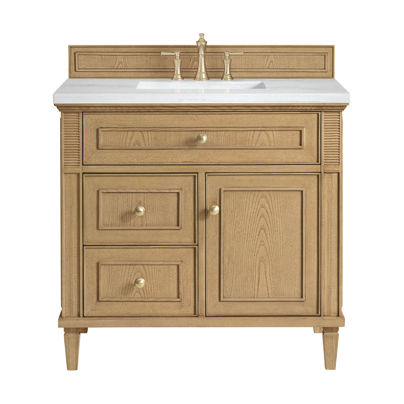 Lorelai 36'' W Single Vanity, Light Natural Oak, 8" Widespread, Carrara White
