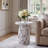 Afton Outdoor MGO Side Table with Handcrafted Marble-Effect Surface