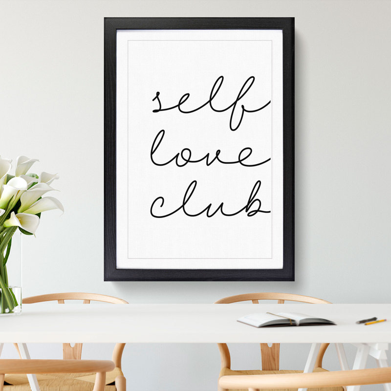 Self Love Club - Picture Frame Typography, Black, 48cm H x 36cm W x 2cm D