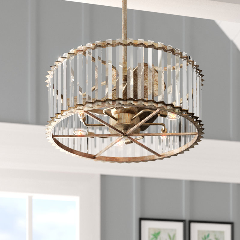 Ventilateur de plafond à 3 pales 22 "avec télécommande et ensemble d'éclairage inclus Aminah