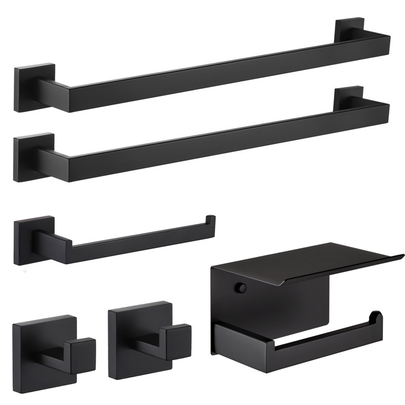 6 Piece Bath Hardware Set, Matte Black