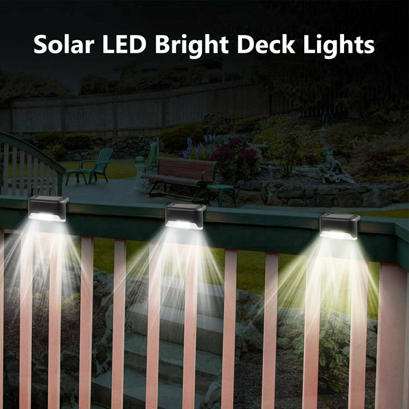 Black Solar Powered LED Deck Rail Light Pack, Set of 4