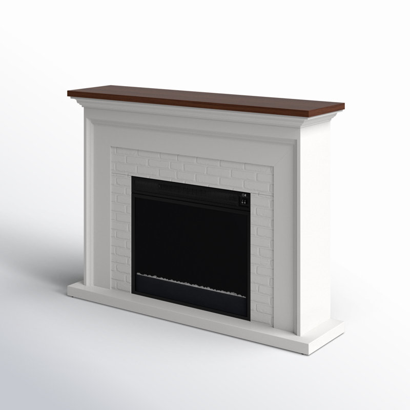 Ellington Circle 47.38'' W Electric Fireplace & Mantel Package with 4600 BTU, White