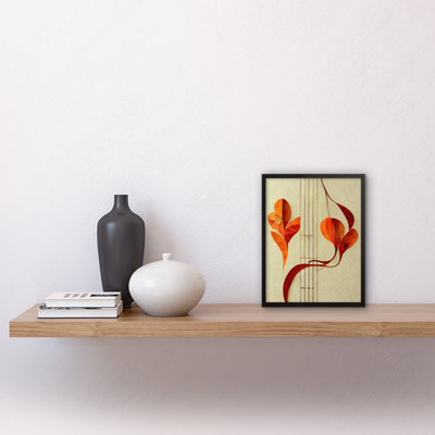 Orange Autumn Leaf Musical Notes Music 1 Piece Single Picture Frame Wall Art