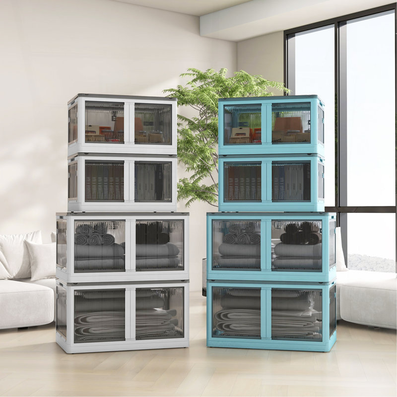 Versatile Stackable Storage Bins With Wheels And Doors For All Your Storage Needs, Blue
