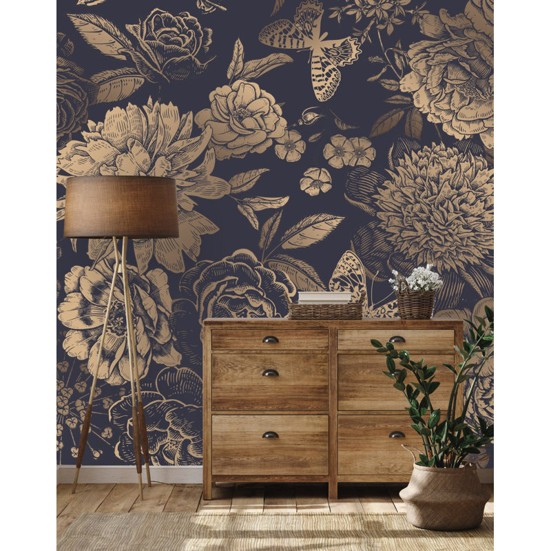 Floral Wall Mural, 10.42' W x 10.42' L