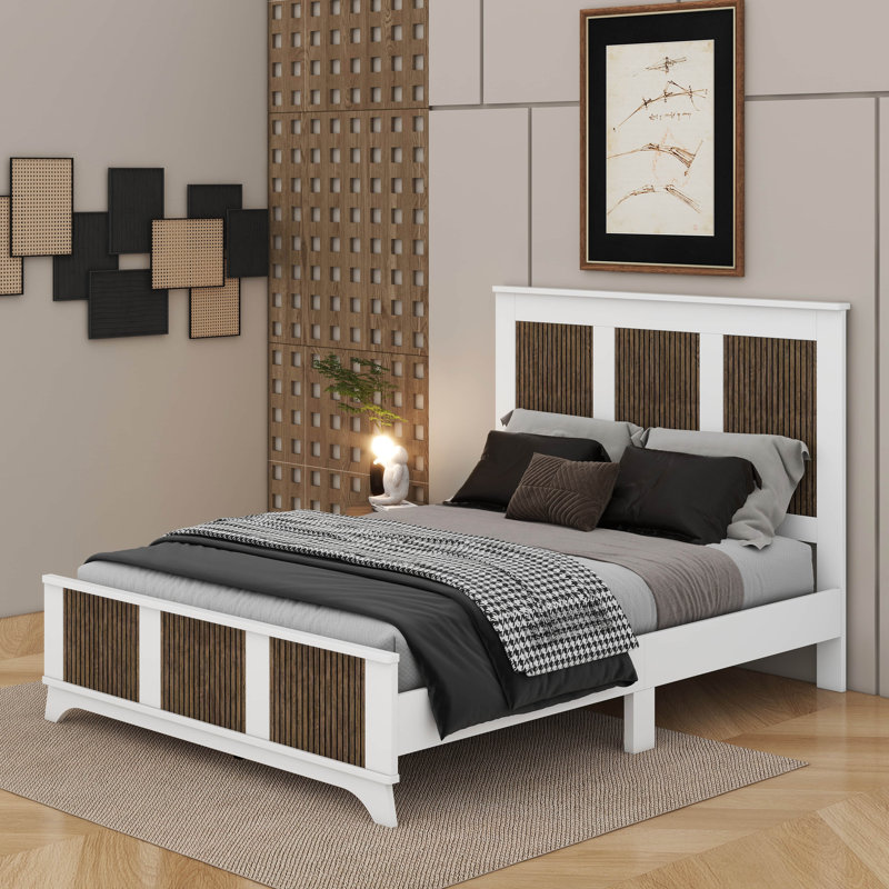Lit plateforme Farmhouse, Lit double, Blanc