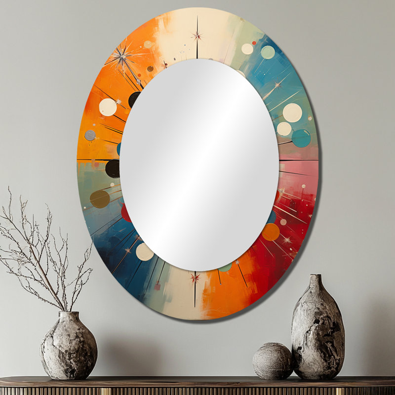 Miroir mural coloré Mid Century Century, 40 po x 30 po
