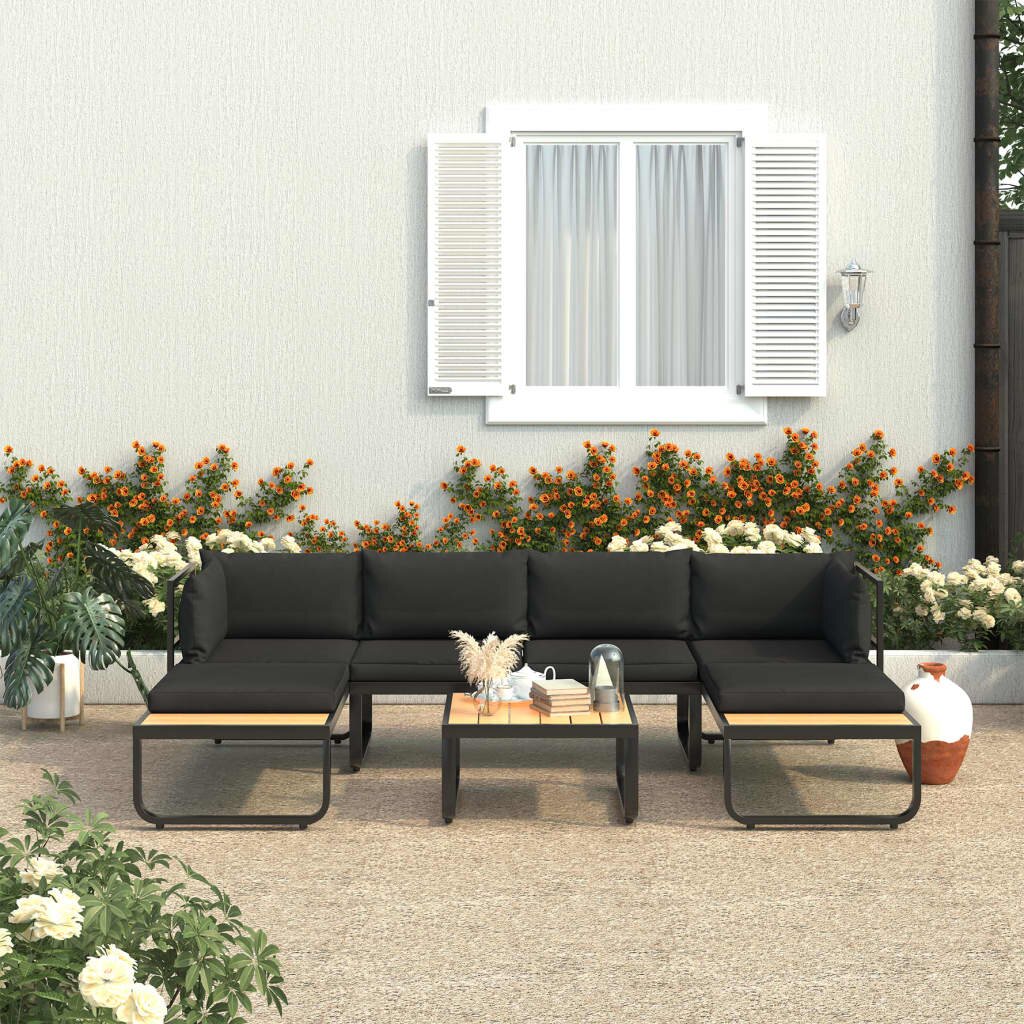 4-Sitzer Lounge-Set Vidaxl Garten-Ecksofa-Set Mit Auflagen Aluminium Und WPC