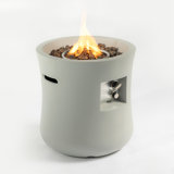 Outdoor Propane Fire Pit Table,Compact Streamlined Modern ,Round Graphite Base With Waterproof Cover,Free Lava Rocks