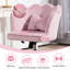 HOMCOM Computer Desk Chair, Shell Back, Bow Pillow, Swivel Wheels, Pink-743060013