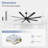 96 Inch Black Industrial DC Motor Ceiling Fan, Large Ceiling Fan With 8 Reversible Blades, 6-Speed Remote Control, Home Or Commercial Ceiling Fans For Porch/Garage/Shop-317992370