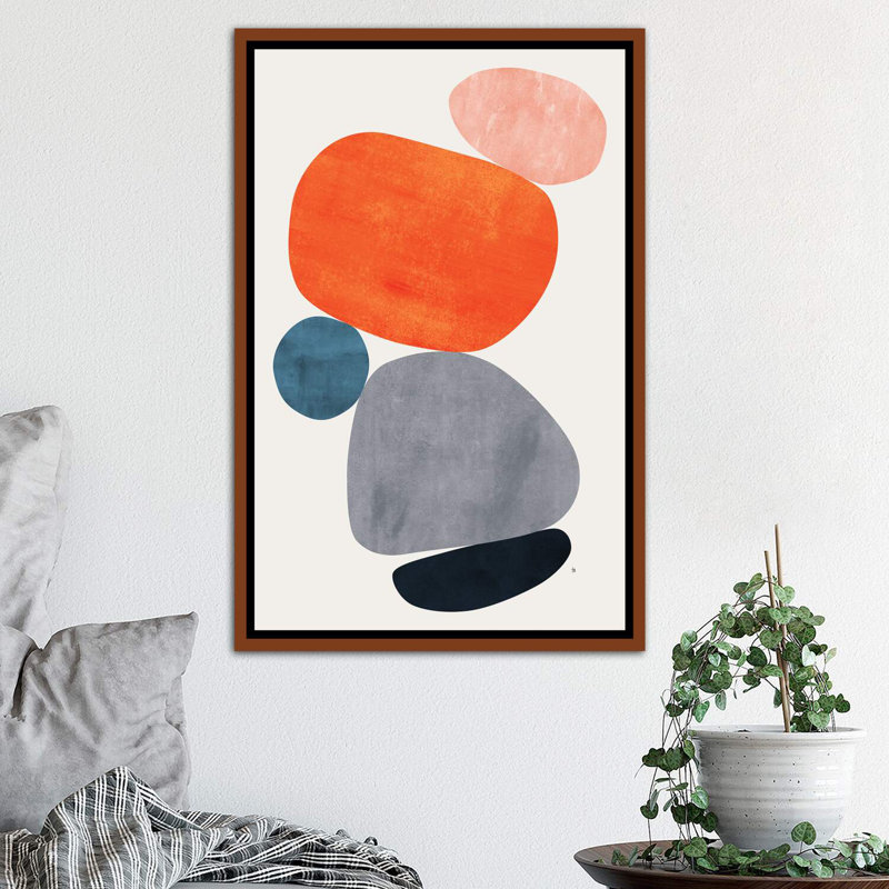 «Balance III» par Tracie Andrews - impression d'art graphique, H 26 po x l 18 po x 1,5 po, Cadre flottant brun