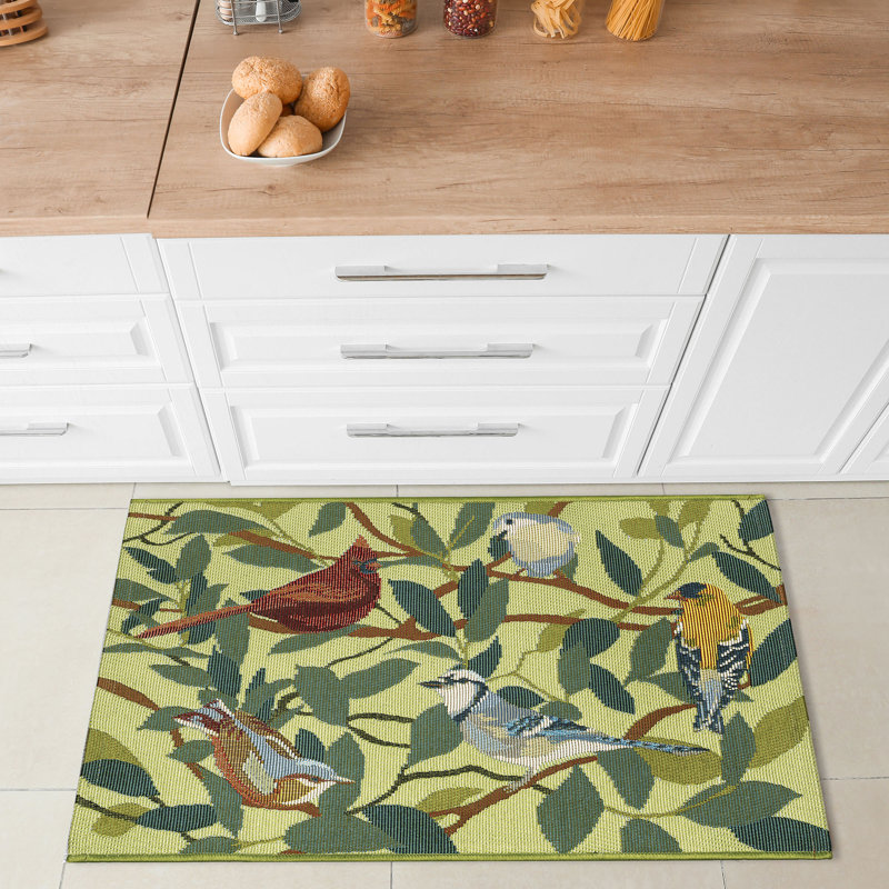 Andreane Birds of a Feather Indoor/Outdoor Kitchen Mat, Rectangle 2'5" x 3'11"