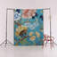 Tapis décoratif moderne à motif de fleurs et de singes de ton bleu-1026497146