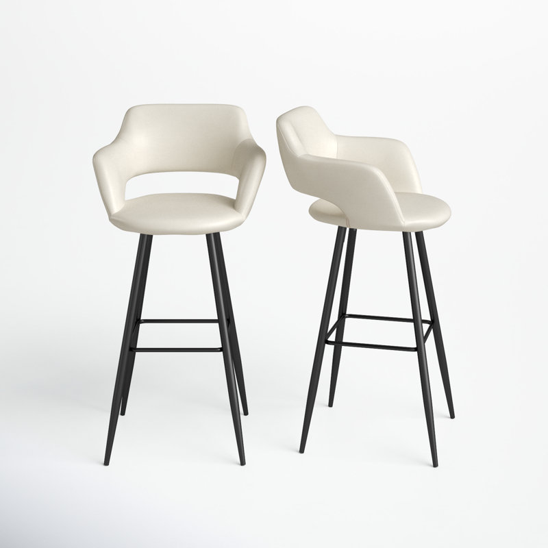 Lake Upholstered Counter Stool with Metal Frame, Cream, Bar Stool (30" Seat Height)