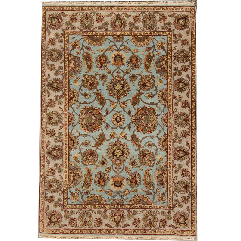 Tapis ivoire et brun noué à la main de haute qualité