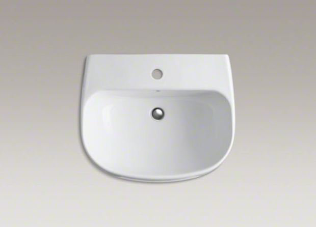 Wellworth Ceramic Pedestal Bathroom Sink with Overflow, 4" Centers, Timberline