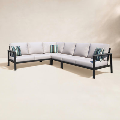 Townsend Outdoor 6 Person Sectional Seating Group With Sunbrella Cushions