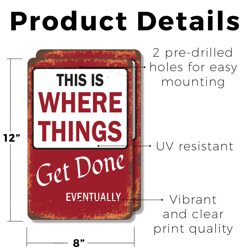 This Is Where Things Get Done éventuellement (paquet de 2) en plastique de 8 po x 12 po