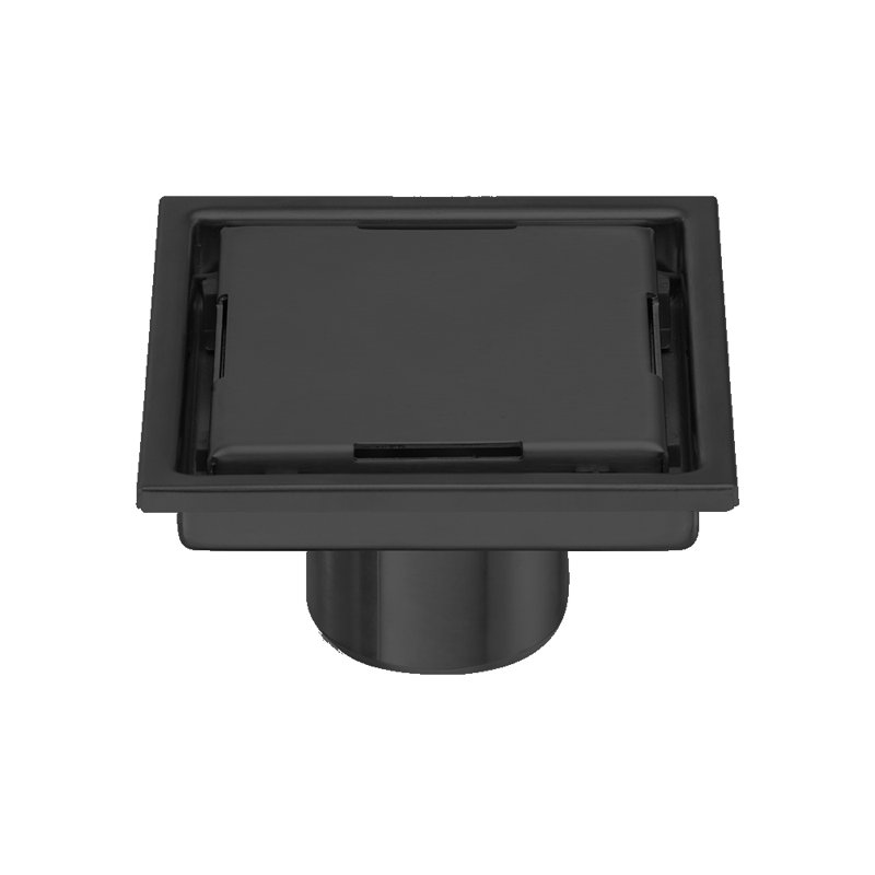 Drain carré noir mat 4 po DryShield, Noir mat