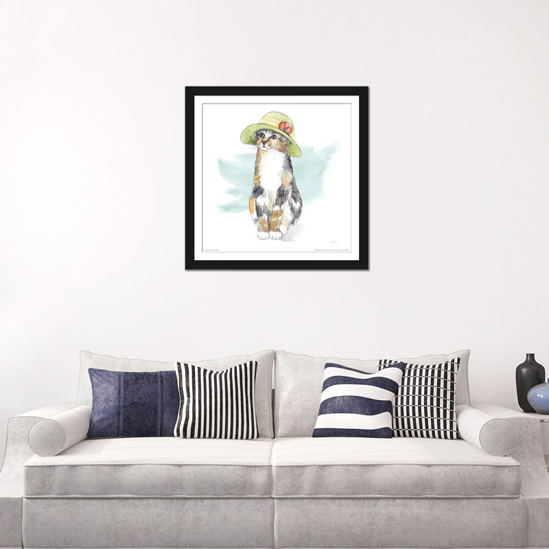 « original chats aquarelle iii », impression sur toile, H 24 po x l 24 po x P 1 po, Papier avec cadre noir, Blanc