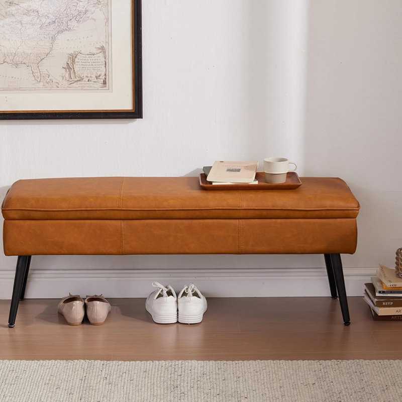Grand banc de rangement avec repose-pieds de 43,3 po avec repose-pieds