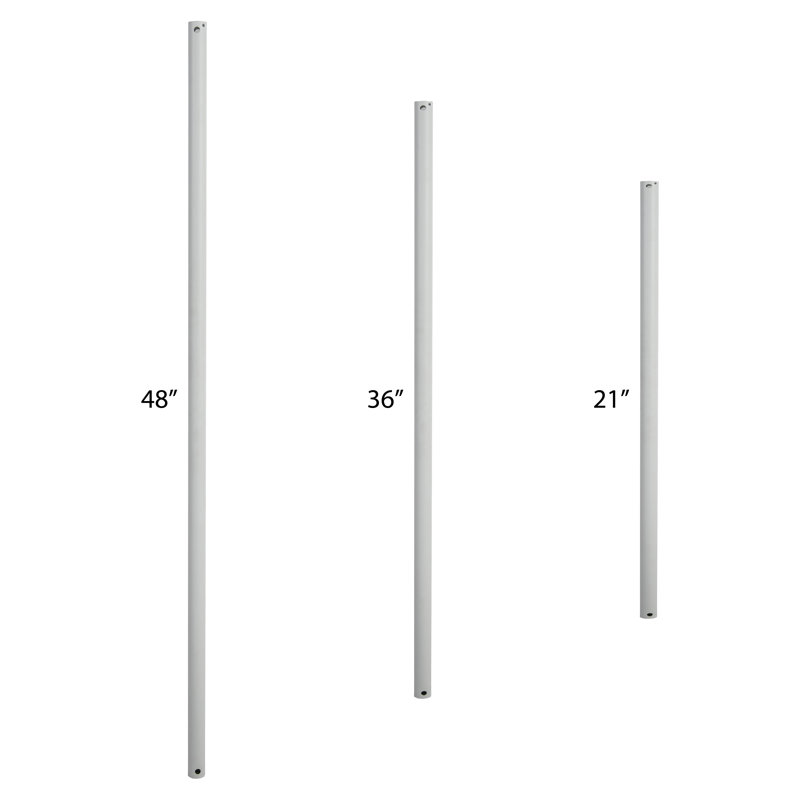Simply Lock to Extend The Height Ceiling Fan Downrod, 21" H x 0.88" W x 0.88" D, White