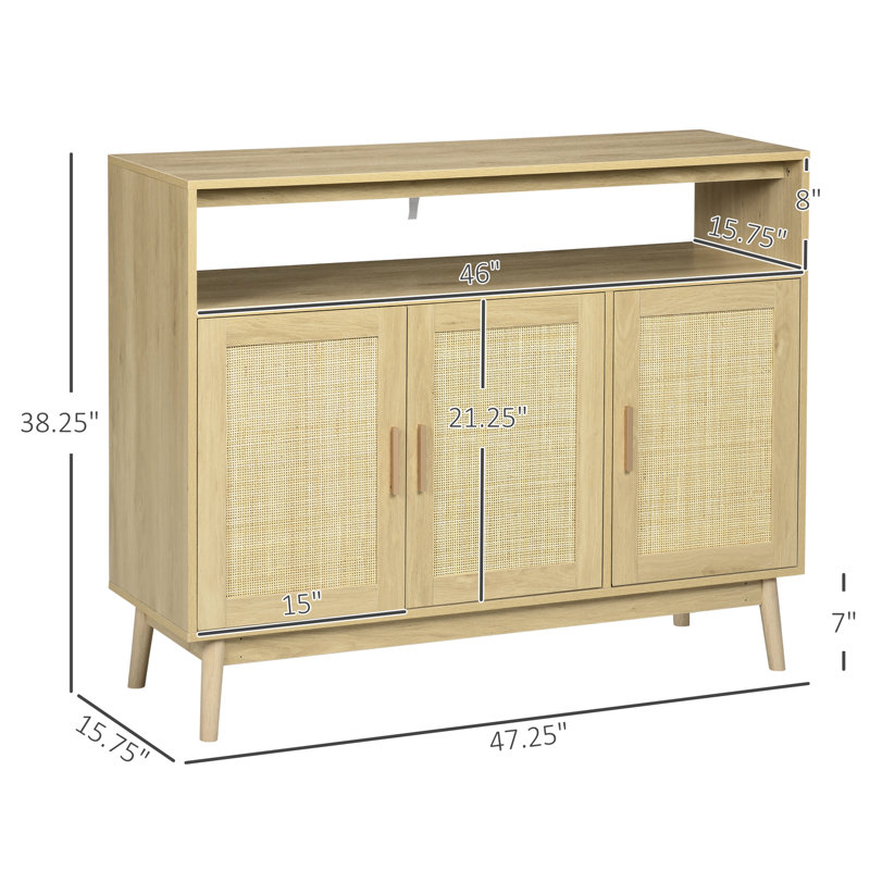 Buffet avec portes et système de rangement fonctionnel polyvalent