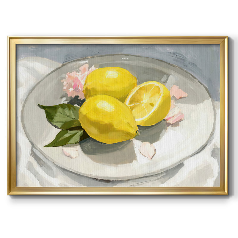 «Lemons on a Plate I», reproduction d'art sur toile simple, Or, H 18 po x l 26 po x P 1,5 po