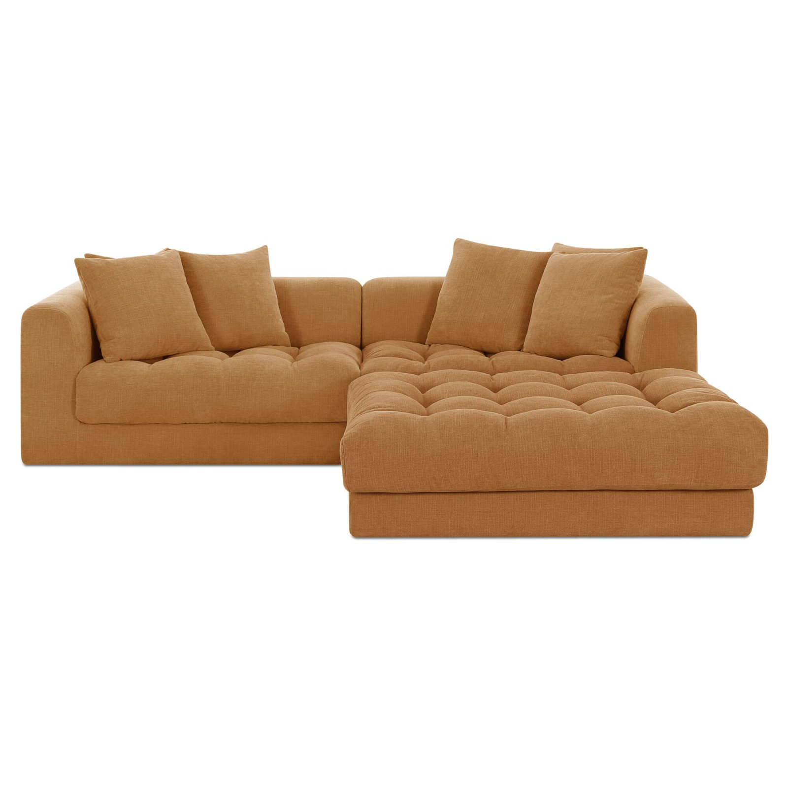 Hitton Lounge Modular Sectional, Yellow Polyester, 30.7" H x 104" W x 87" D