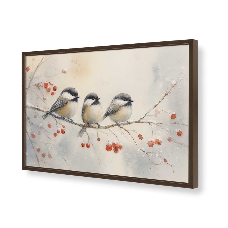 «Three Winter Songbirds», reproduction d'art, 8 po x 10 po, Brun Belvinder