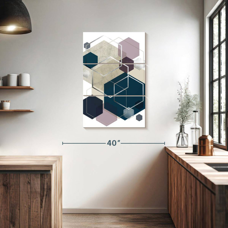 Avery abstrait géométrique doux et luxueux, H 38 po x l 24 po