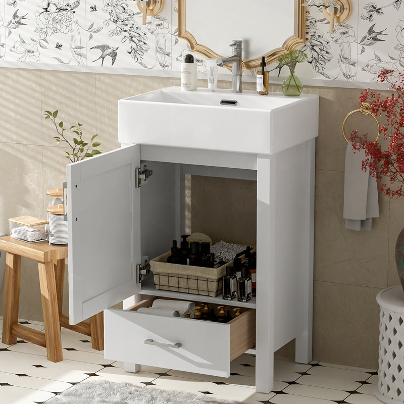 Meuble-lavabo moderne en céramique, Blanc