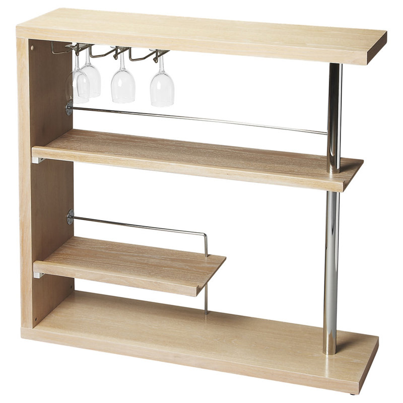 Shirlee 40'' Solid Wood Bar Cabinet, Grey Dawn