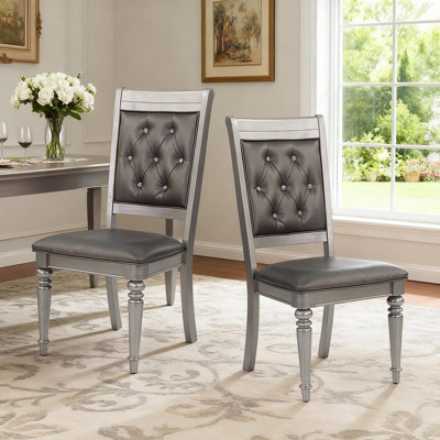 Classic Rubber Wood Dining Chair With Leather Cushion - Sturdy & Comfortable Seating