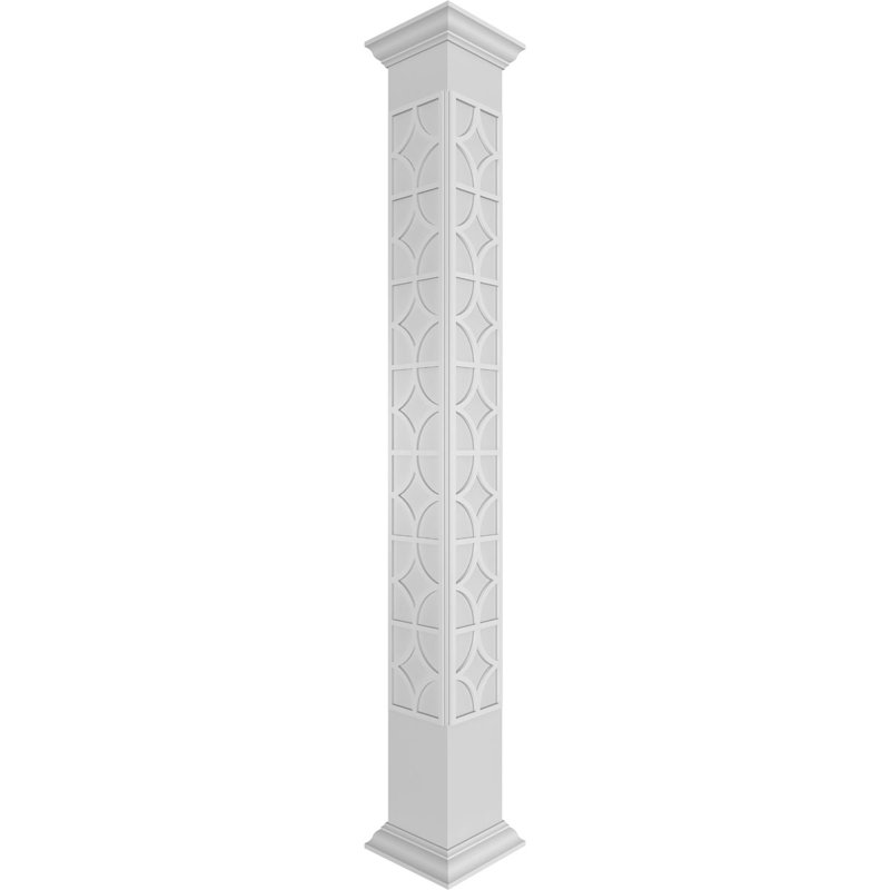Colonne carrée classique en Magnolia avec capitonnage et base Craftsman, H 120 po x l 7,62 po x P 7,62 po