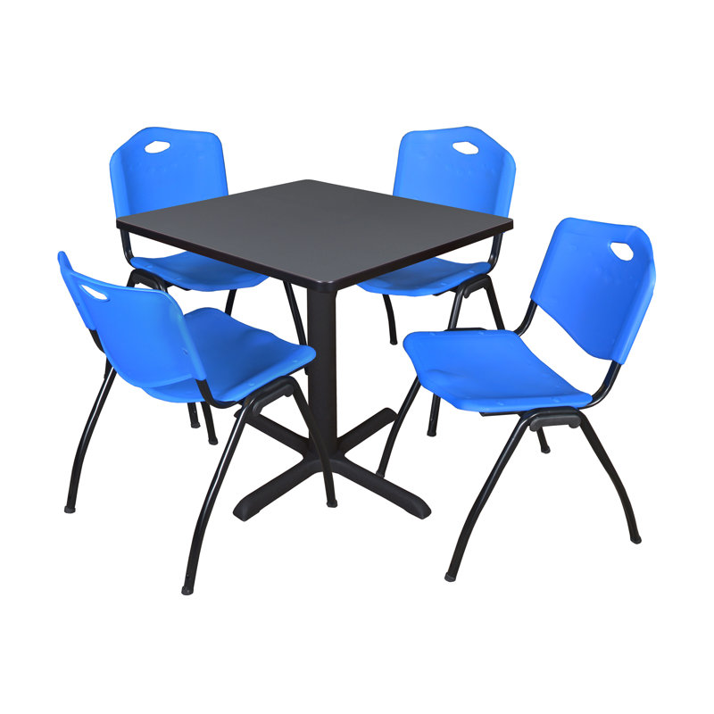 Table de salle à manger Neyland Cain, Bleu, 29" H x 30" L x 30" D, Gris