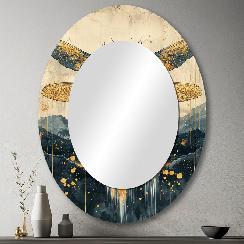 Dragon Whisper Of The Marsh - Gold Oval Wall Mirror Decor, 43" x 33"