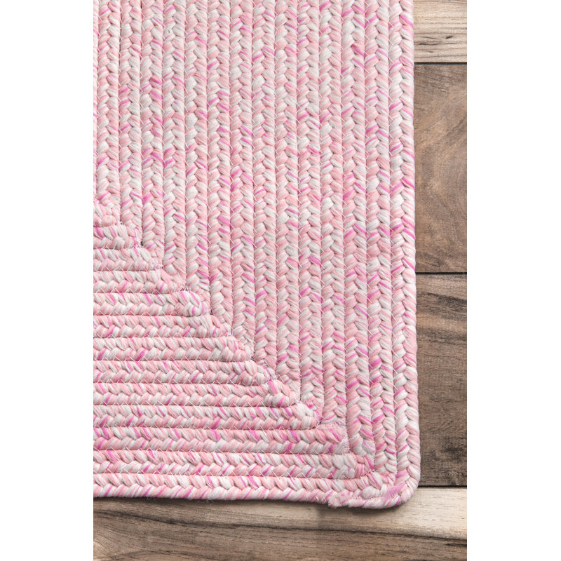 Tapis d'intérieur / extérieur rose tressé à la main Evaristo, Rectangle 7 pi 6 po x 9 pi 6 po