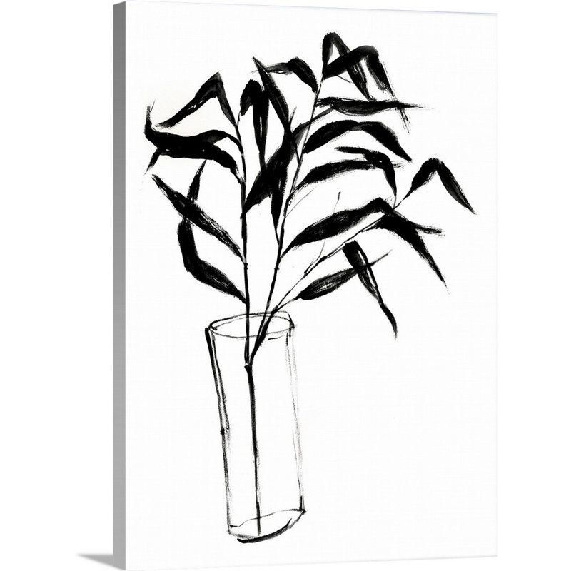 «Sumi-E Bamboo I», art mural sur toile, Toile tendue, H 32 po x l 24 po x P 1,25 po