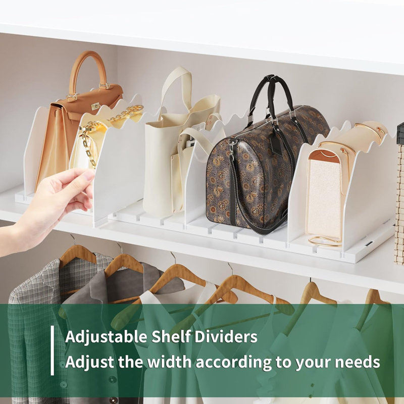 White Adjustable Acrylic Closet Shelf Divider Organizer