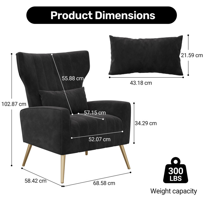 Velvet Accent Chair, Black
