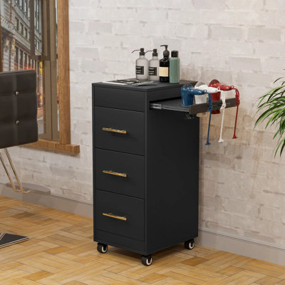 Wood Salon Trolley Cart With 4 Wheels