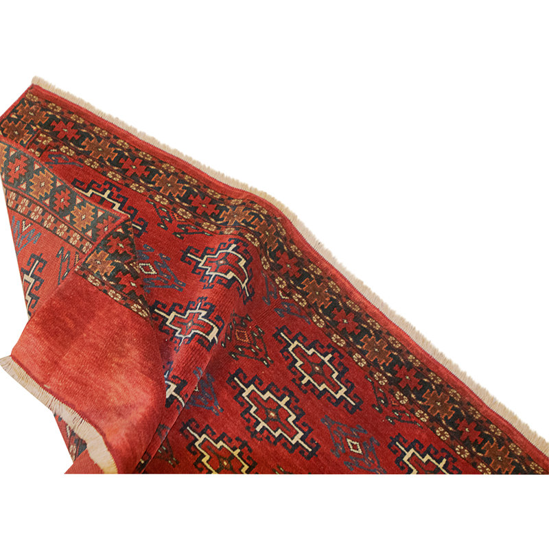 Hand Knotted Wool Area Rug in Red