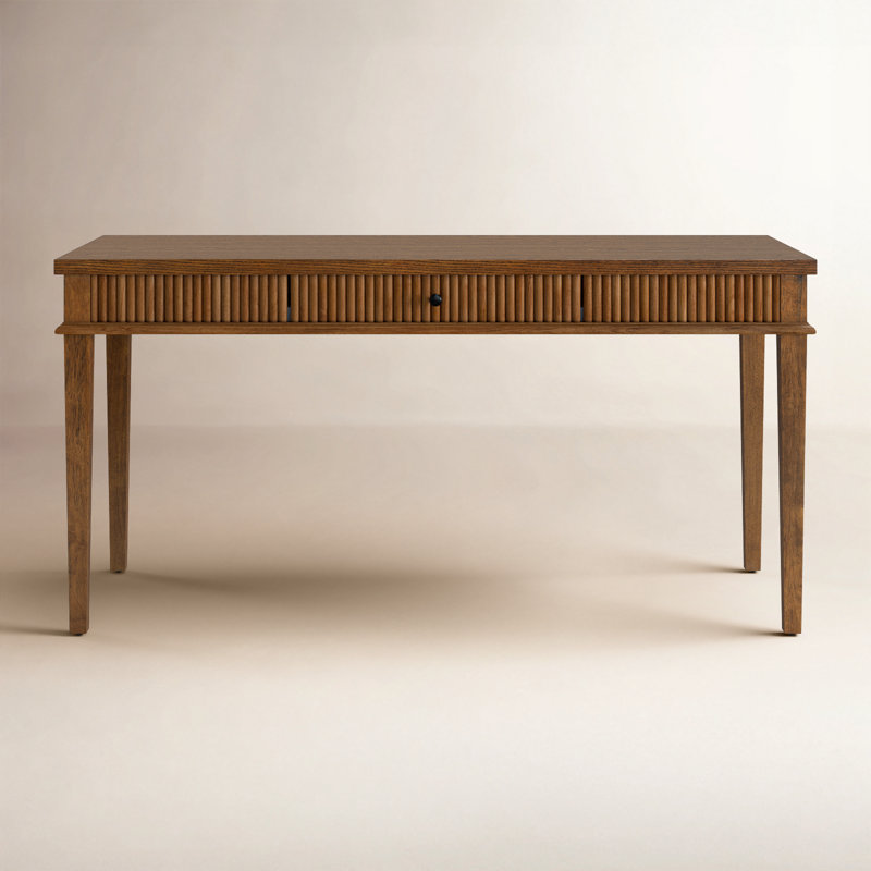 Shelbie 1 Drawer Reeded Desk, Medium Oak