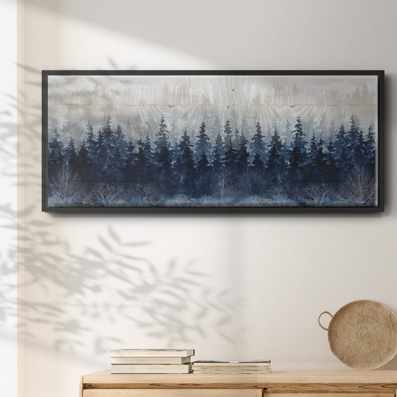 Misty Indigo Forest- Framed Canvas, Noir, H 12 po x l 30 po x P 1,5 po