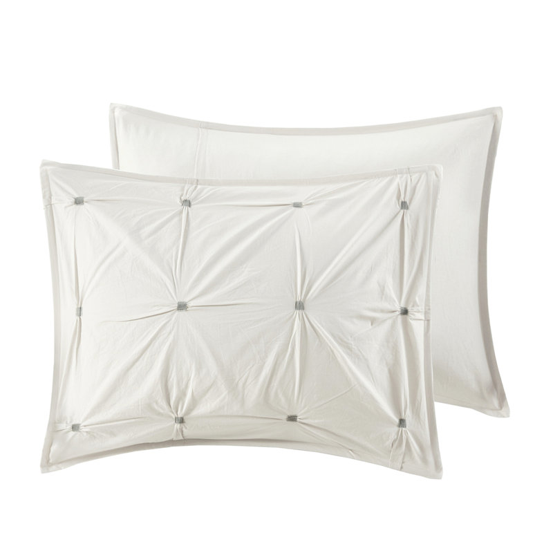 Édredon en coton blanc - 3 pièces avec broderie élastique, rembourrage, fermeture cachée pour préserver la douceur et la qualité, broderie 2 taies sur le coton
